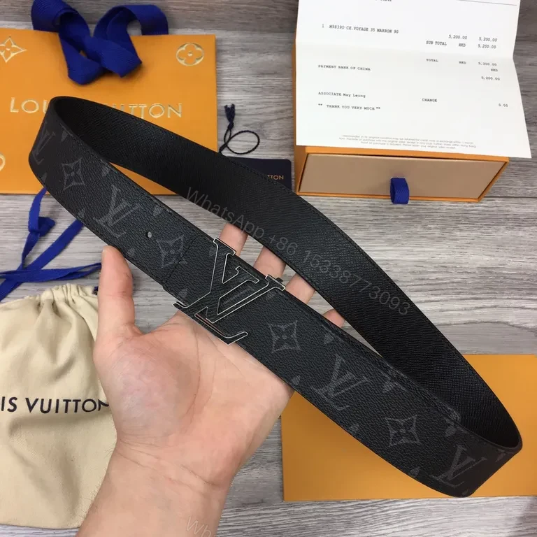 View 3 of Statement Leather Belt: LV-Inspired Buckle, All-Season Style