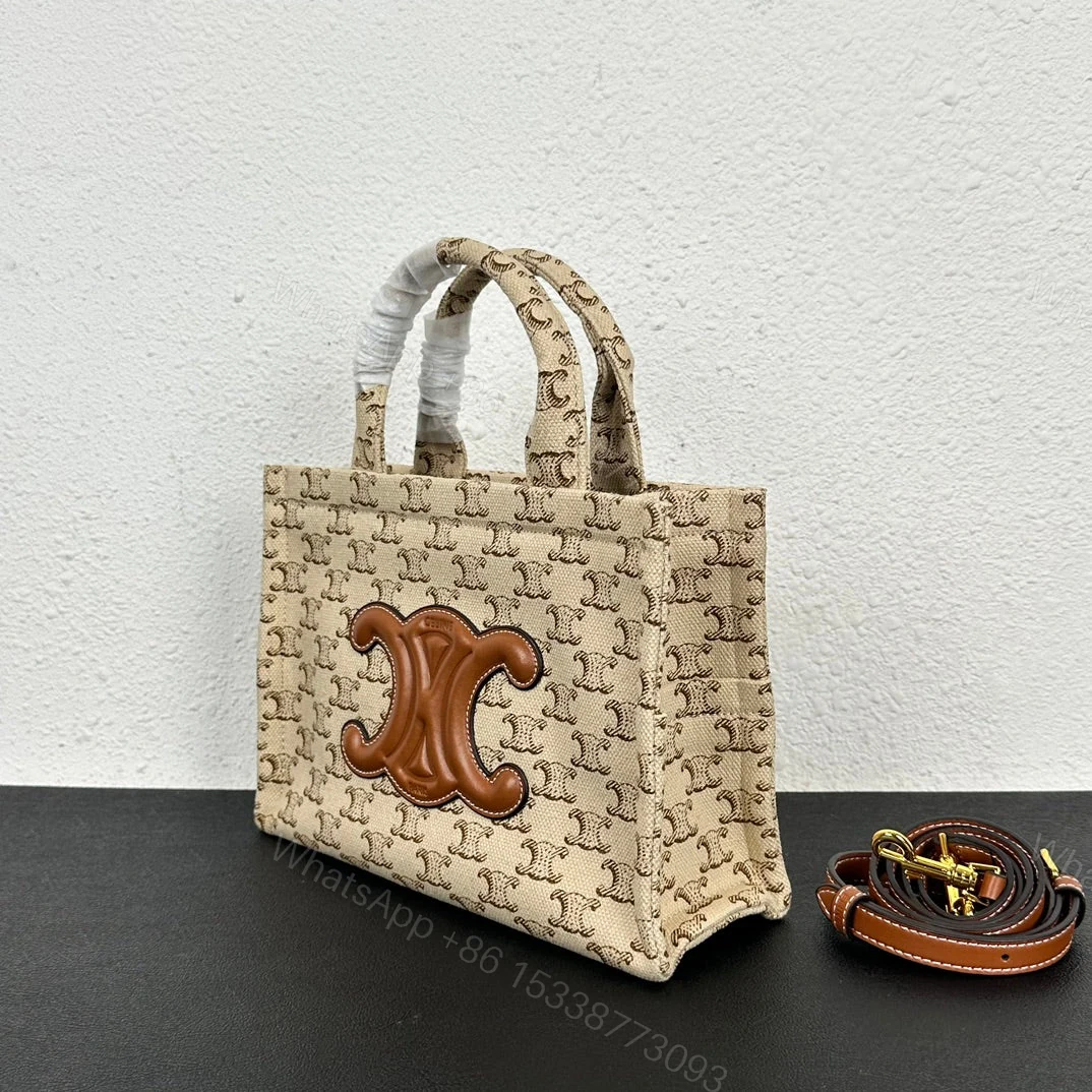 View 5 of CELINE SMALL CABAS THAIS IN TEXTILE WITH TRIOMPHE CANVAS PRINT AND CALFSKIN 25CM