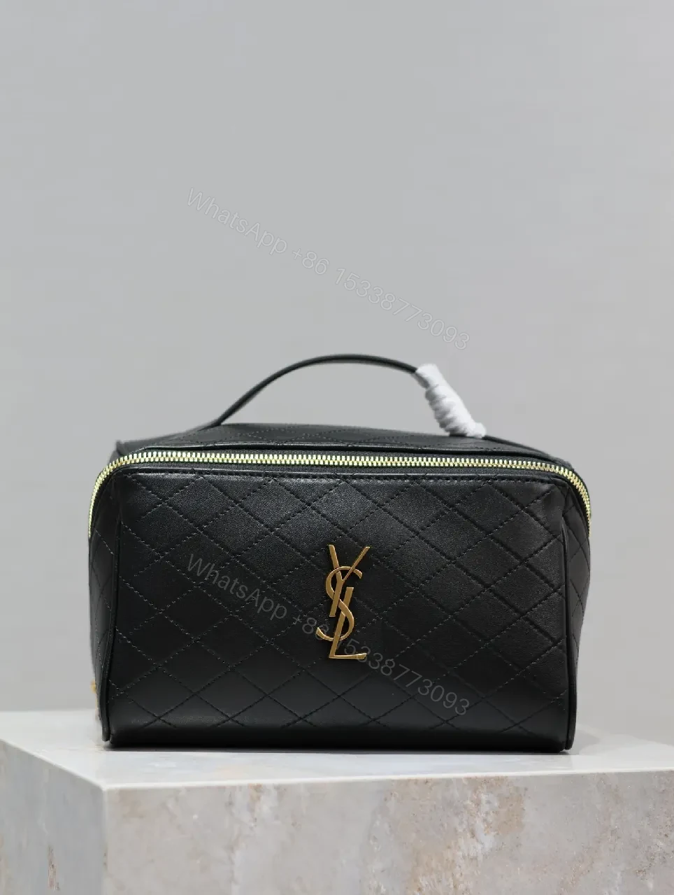 Quilted Crossbody, Gold Monogram, Compact Luxe Bag — view 1