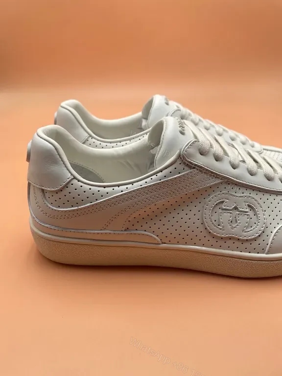 View 4 of Minimalist Leather Sneakers in Off-White â€“ Perforated Luxury Sneakers