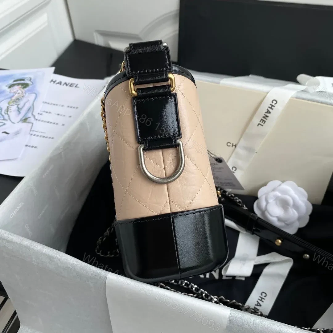 View 7 of CHANEL GABRIELLE MINI 20 HOBO BAG IN ALMOND BEIGE MIX BLACK