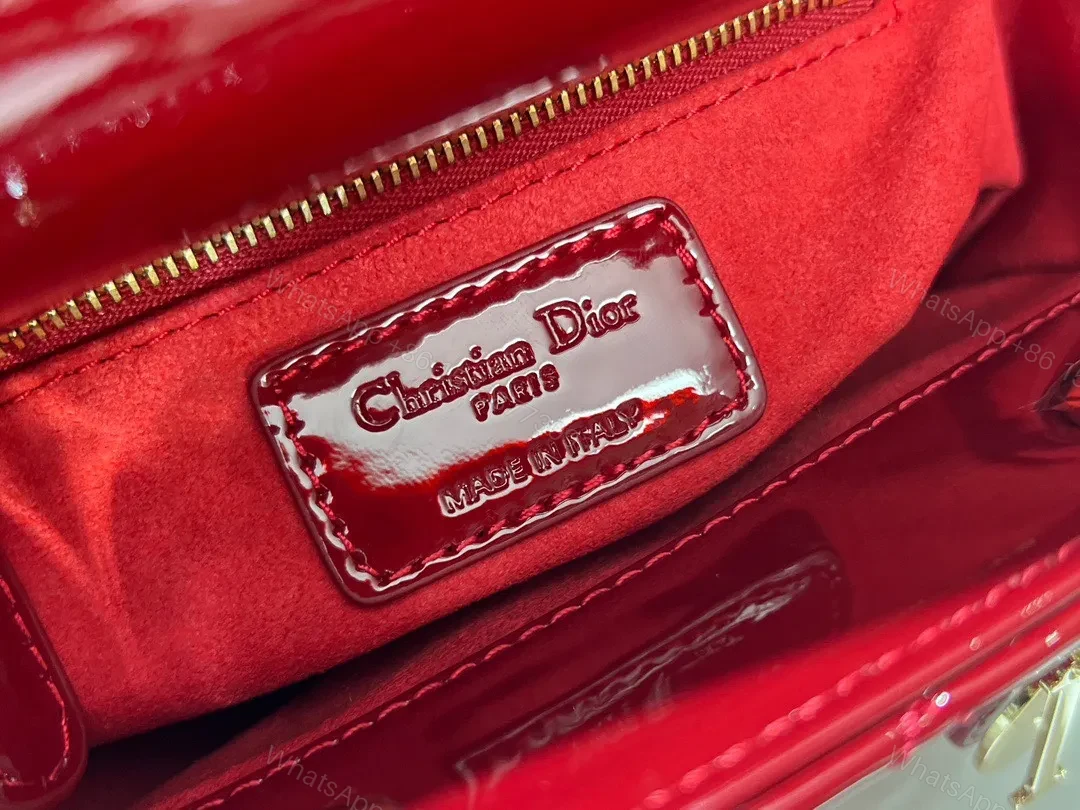 View 2 of Dior Lady Mini Super Quality Women’s Handbag, Glossy Red, 17cm