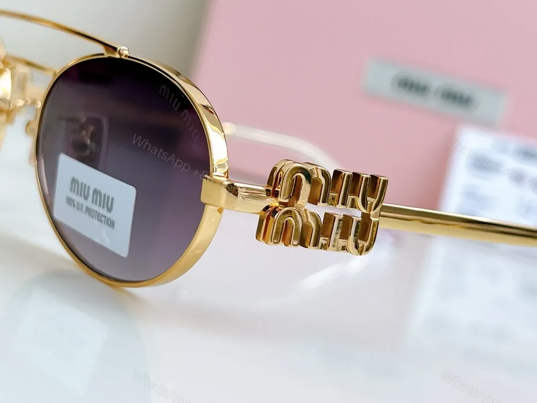 View 3 of Gold-Tone Round Sunglasses with Signature Hardware - Deluxe Eyewear