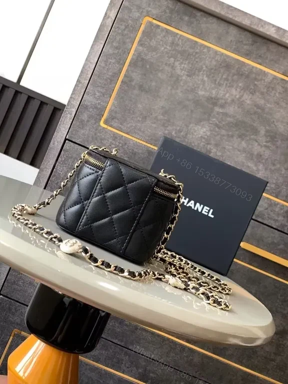 View 2 of Chanel-Inspired Quilted Mini Bag in Black Lambskin Luxe