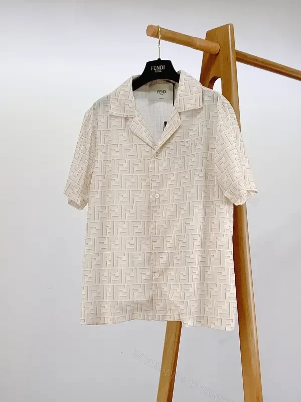 Off-White Beige Embossed Geometric Polo Shirt - Short Sleeve, Relaxed Fit — view 1