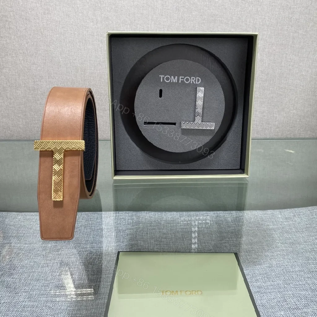 View 2 of Dual-Tone Luxury Belt: Matte Leather, Gold/Silver Buckle