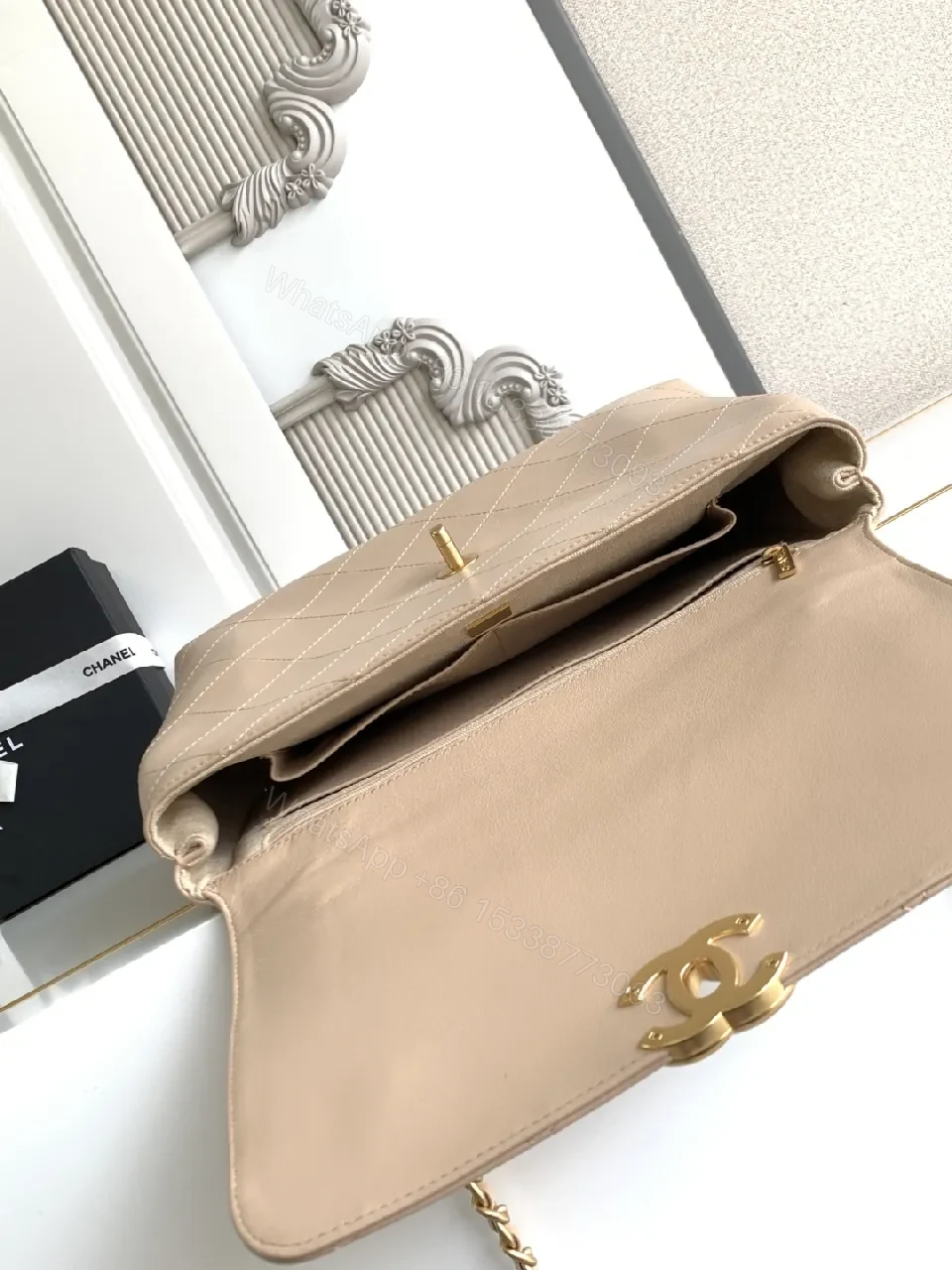 View 7 of Quilted Nude Leather Bag: Minimalist Luxury Crossbody