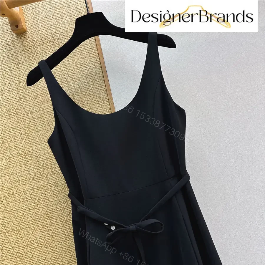 View 3 of Dior Black Mid-Length Lace-Paneled Belted Dress
