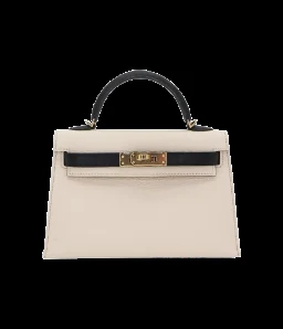Hermès Kelly II Sellier Mini Nata/Black Chèvre Leather Permabrass Hardware — view 1
