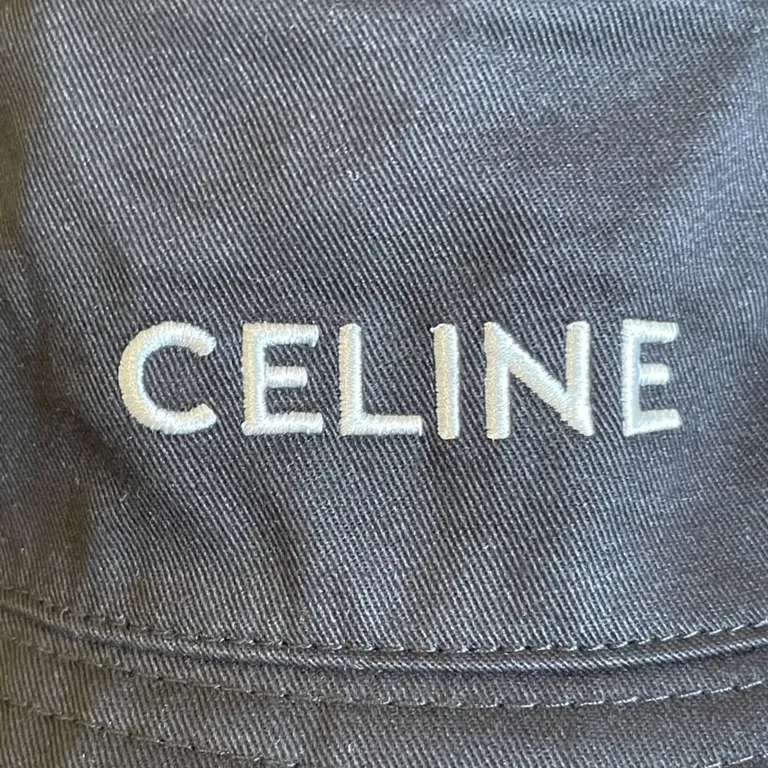 View 9 of Beige Canvas Bucket Hat - Subtle Celine Logo, Luxe Style