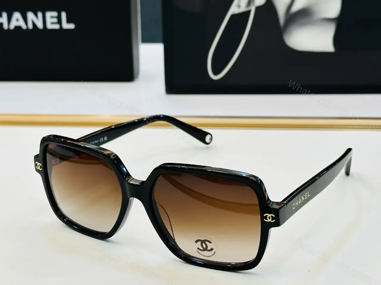View 5 of Oversized Square Sunglasses – Green Lenses, Acetate, Luxe Comfort