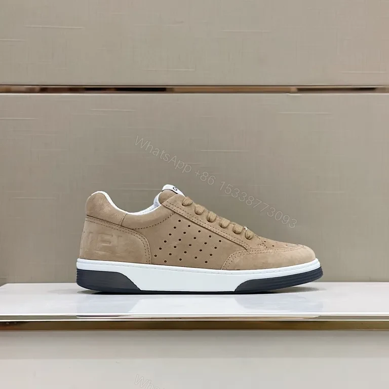 View 6 of Neutral-Tone Suede Sneaker with Chanel-Inspired Detail