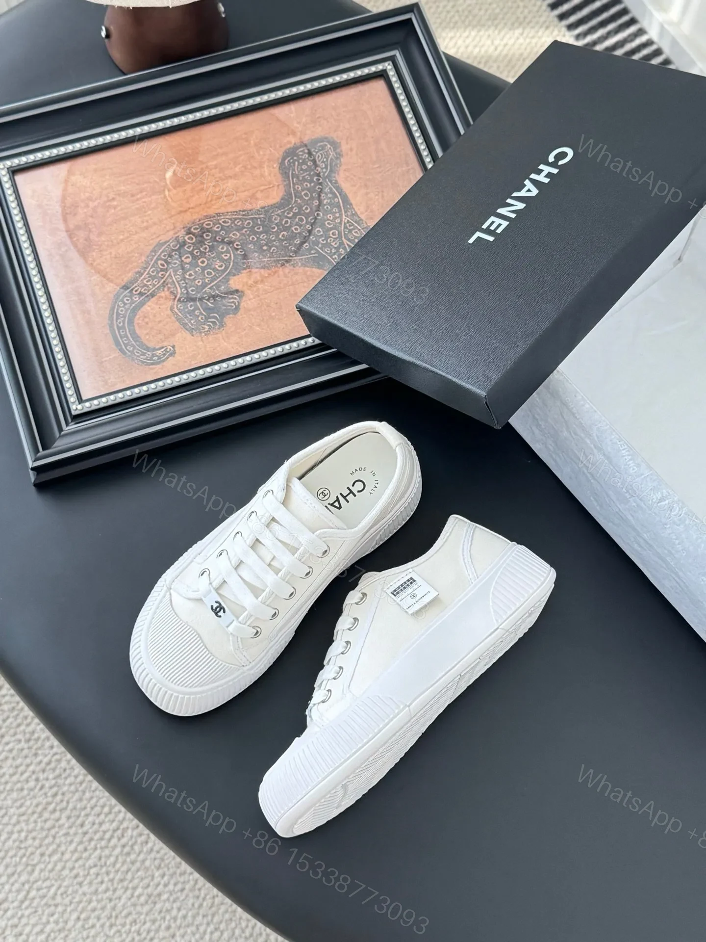 View 4 of Chanel Women White Canvas Sneakers