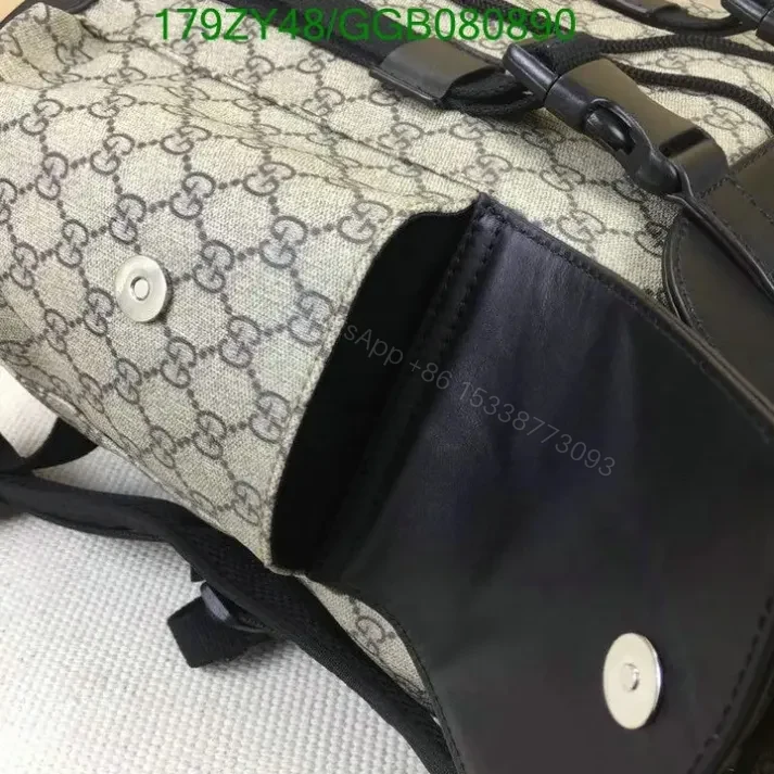 View 9 of Gucci GG Supreme Black Canvas & Leather Backpack GGB0808905 1:1