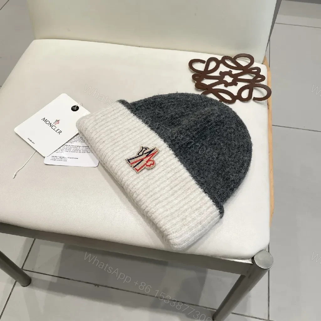 View 8 of Two-Tone Knit Beanie: Premium Warmth & Subtle Moncler Flagging