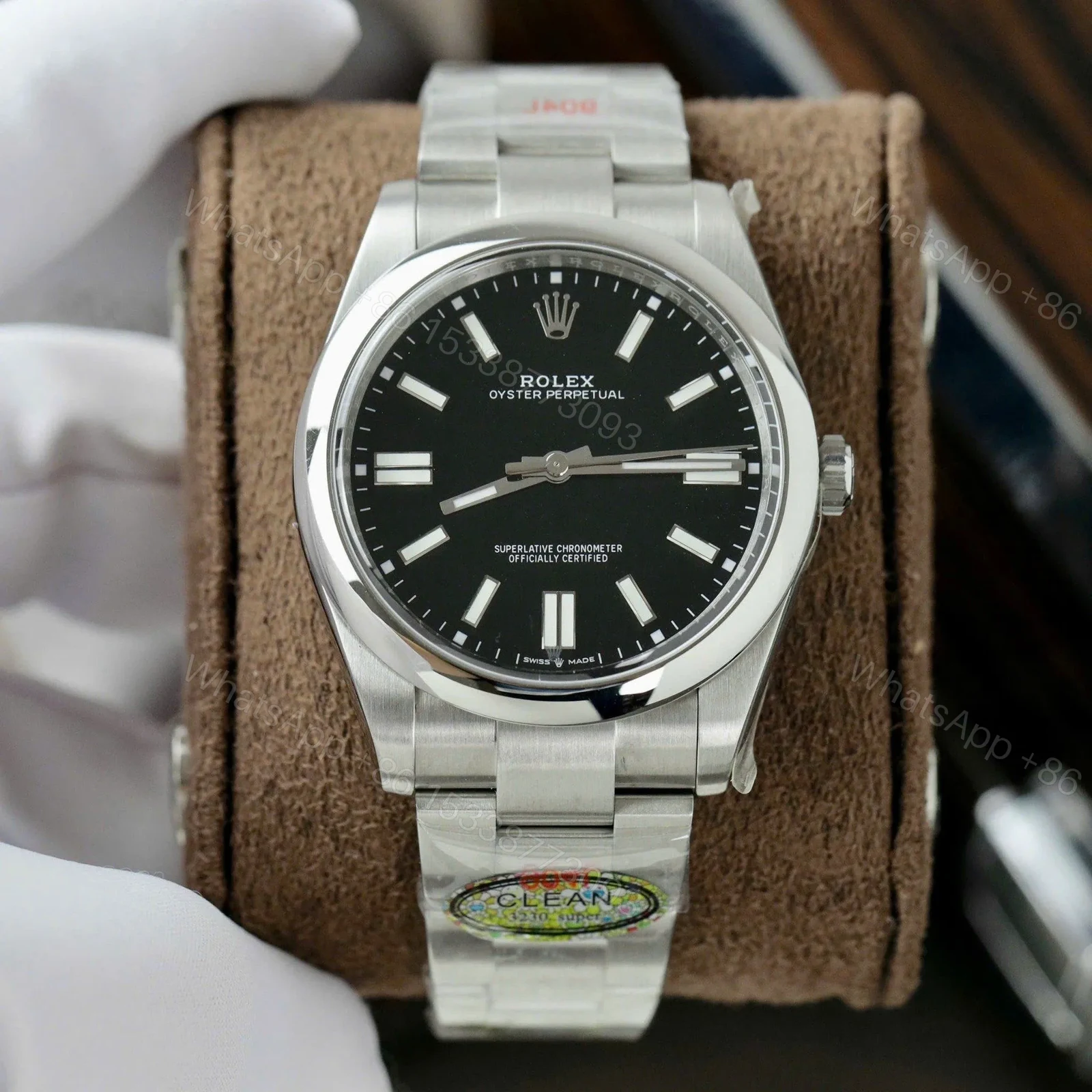 View 2 of Replica Rolex Oyster Perpetual Lady Black Dial 124200 34 mm