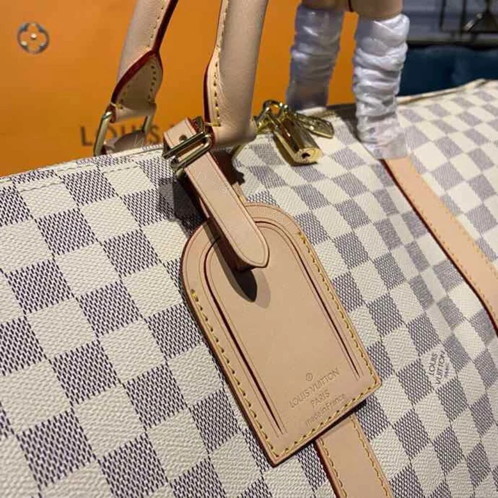 View 8 of Louis Vuitton Keepall Bandouliere 55 Damier Azur Canvas 55Cm LV N41429
