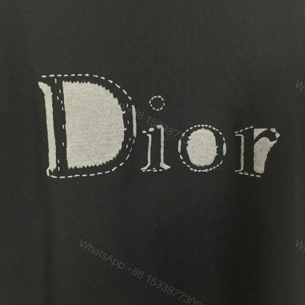 View 4 of Black Cotton Luxe Tee | Minimalist Dior Graphic, Relaxed Fit, Premium