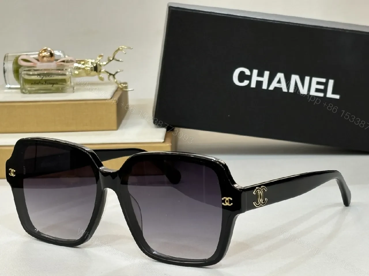 View 4 of Boldly Sophisticated Sunglasses: Oversized Tortoise Frames with Chanel Detailing