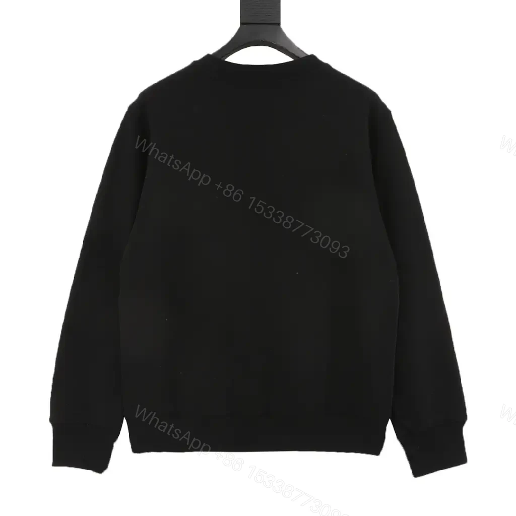 View 3 of Black Knit Crewneck Sweatshirt with Silver Horse Motif