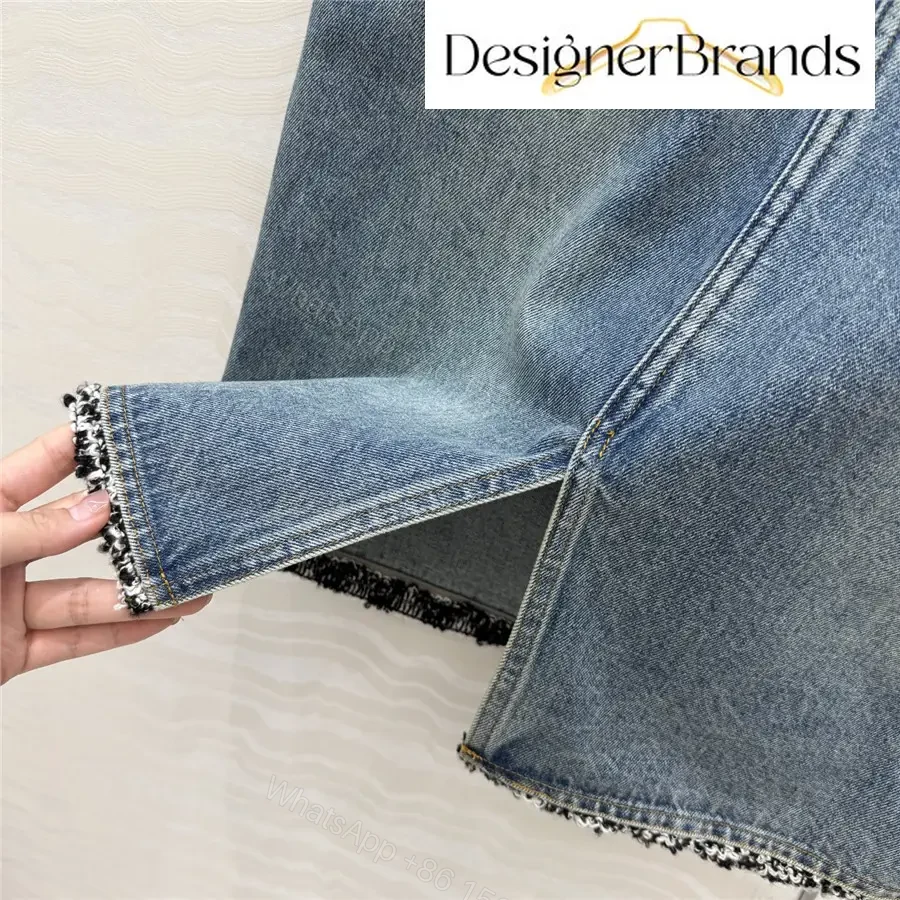 View 5 of Chanel Washed Blue Straight-Cut Denim Skirt