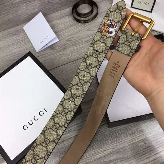 View 6 of GUCCI TIGER PRINT GG SUPREME BELT – B40