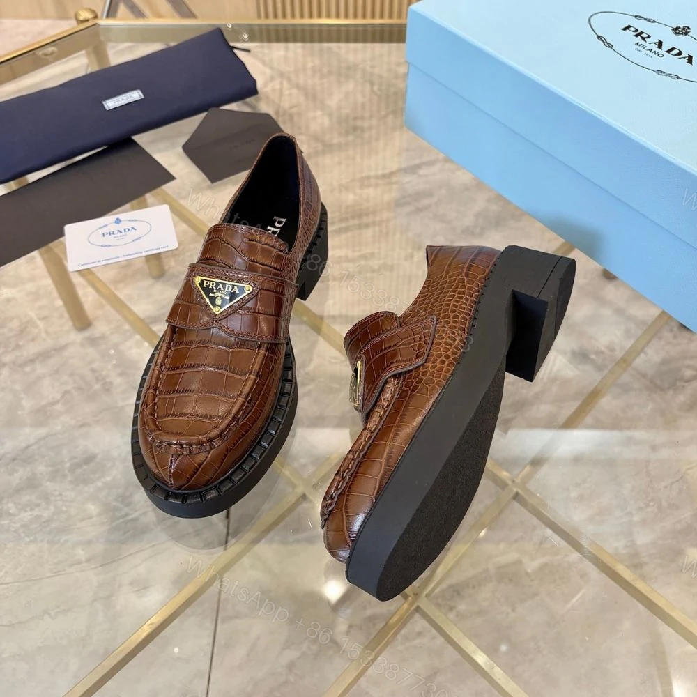 View 7 of Prada Chocolate Leather Loafers 1D246M ZO1 F0005 F G050