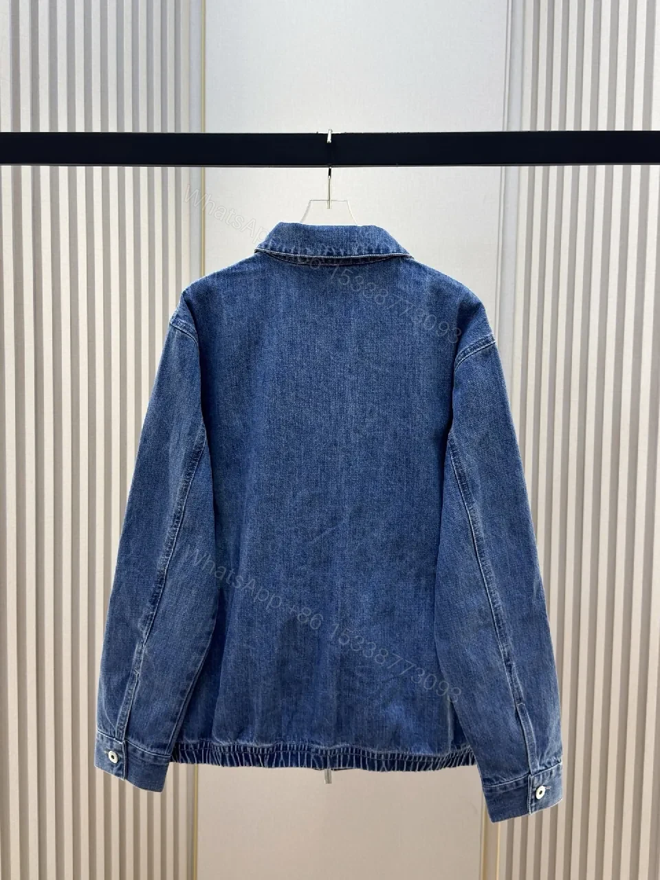 View 2 of Denim Utility Jacket with Dior-Inspired Pocket Detail