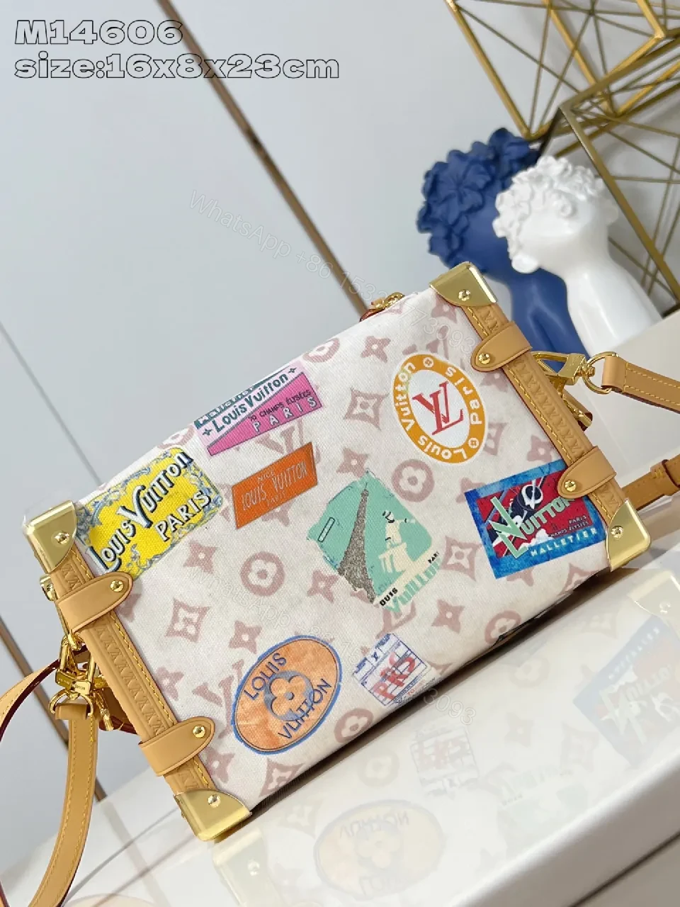 View 5 of Colorful Patchwork Canvas Handbag, Lux Durable Compact Crossbody Bag