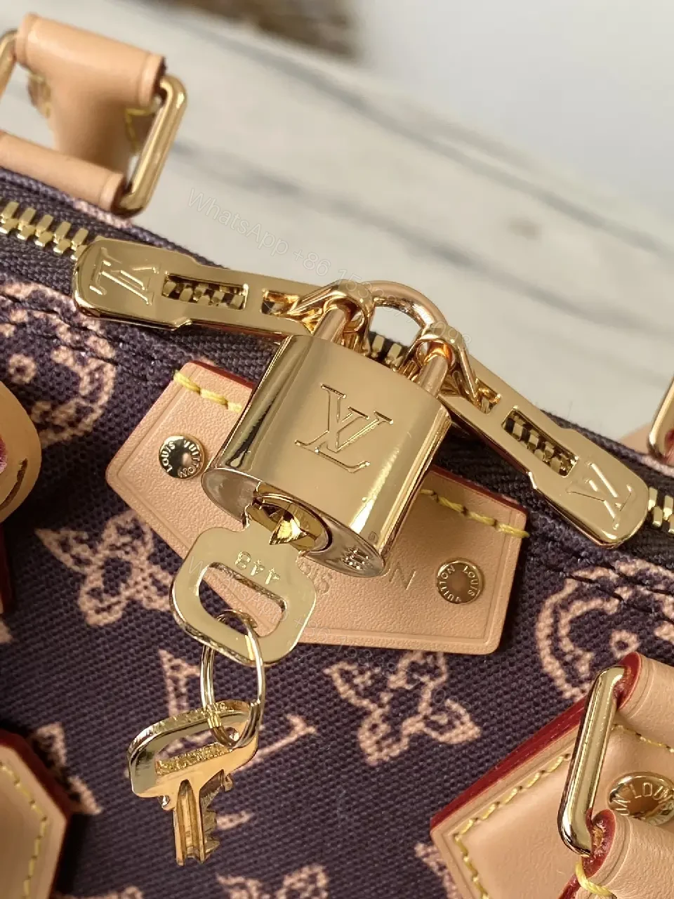 View 4 of Monogram Satchel: Gold-Accented Leather-Trim Dome Bag