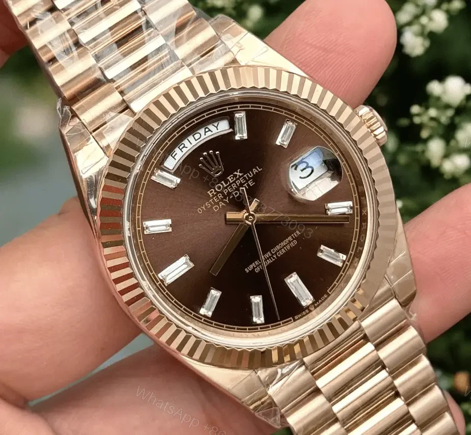 View 6 of Swiss Clone Replica Rolex DayDate Rose Gold Chocolate Dial