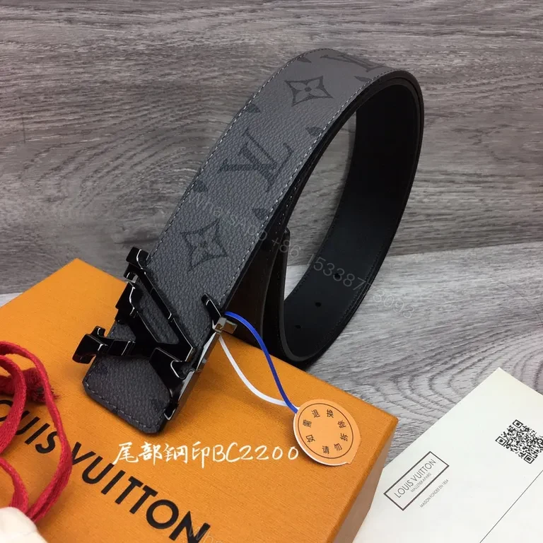View 8 of Black Calf LV Monogram Belt - Timeless Luxury Belt