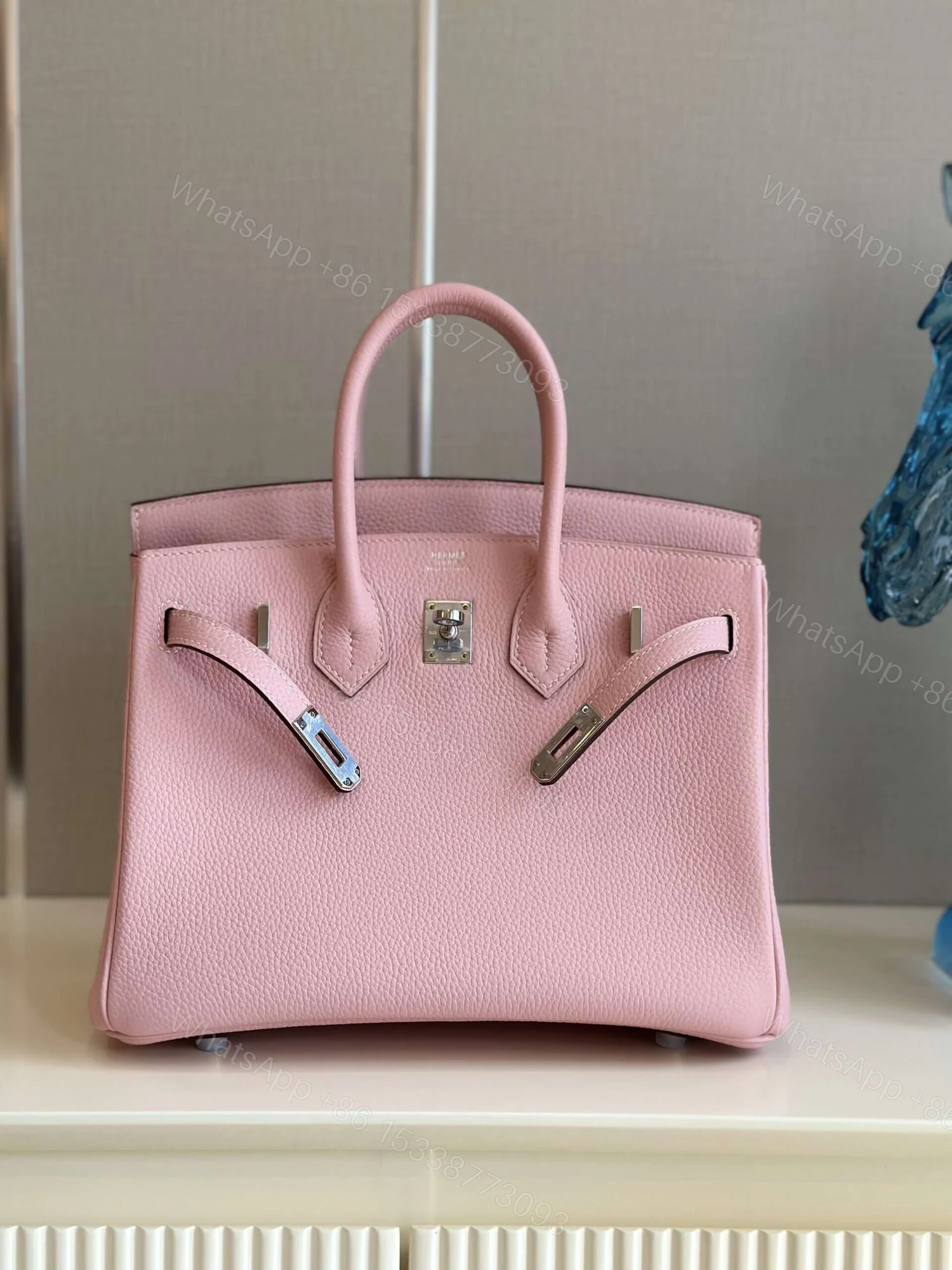View 4 of Hermes Birkin 25 Rose Pink Togo Leather Palladium Hardware