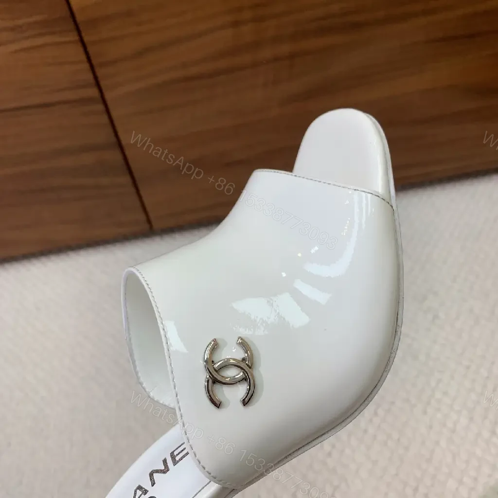 View 5 of White Satin Mules with Logo Hardware – Elevated Everyday Chic