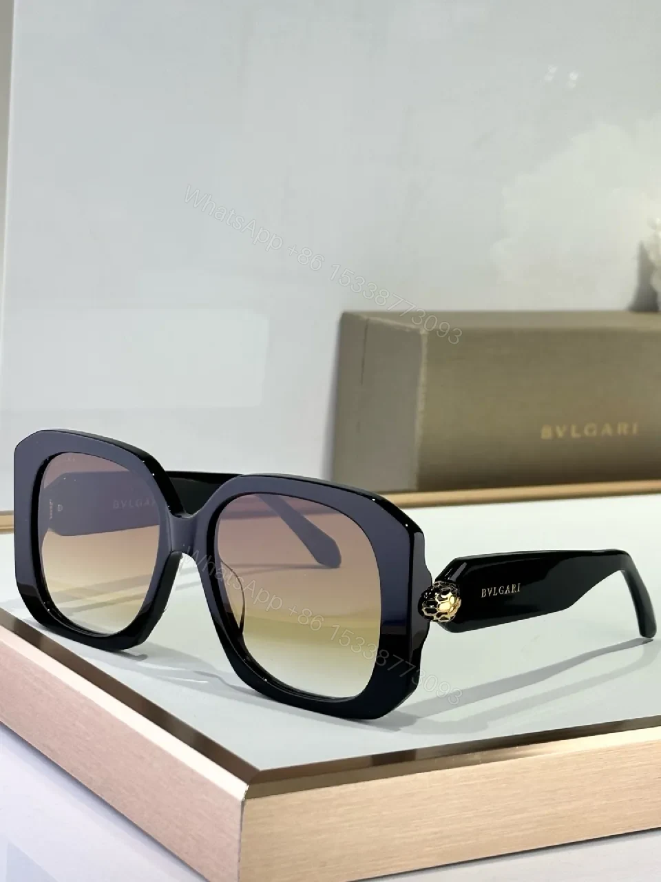 View 5 of Amber Frame Oversized Sunglasses - Gradient UV400 Lens, Acetate, Luxe Style