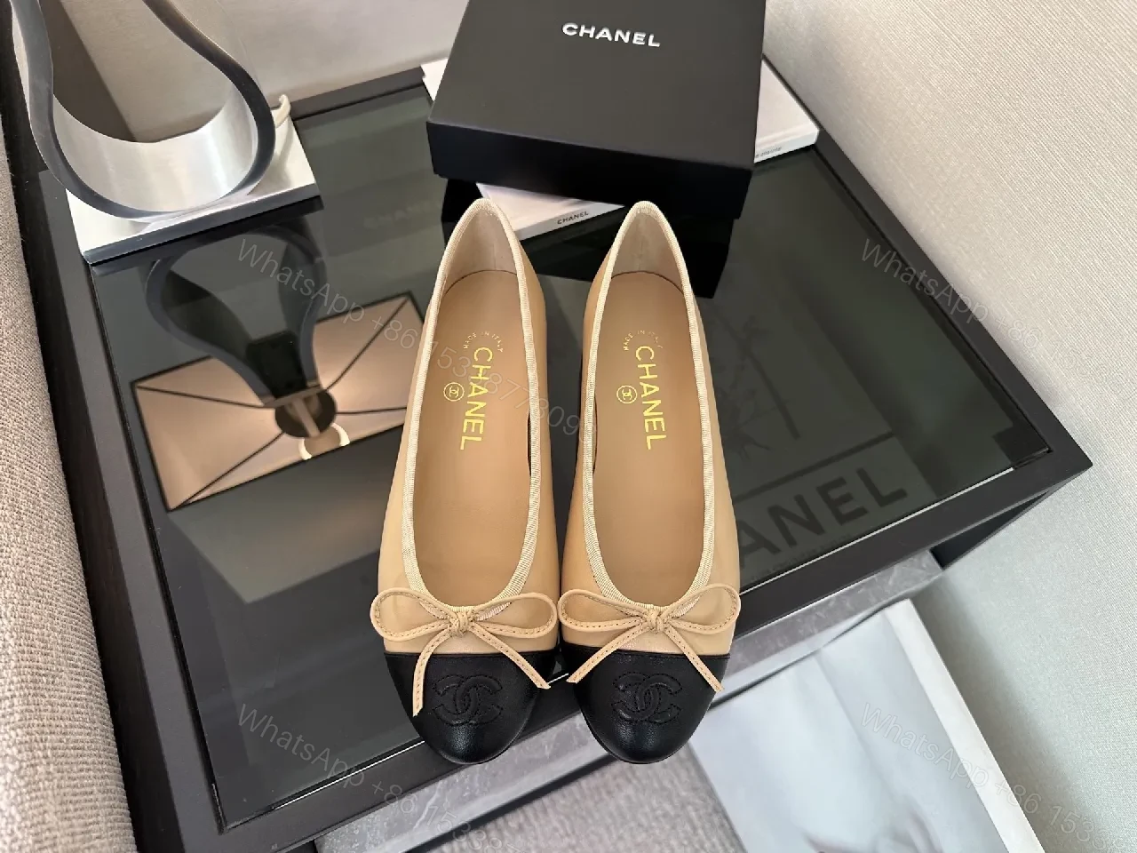 View 3 of Two-Tone Ballet Flats with Subtle Designer Toe Detail