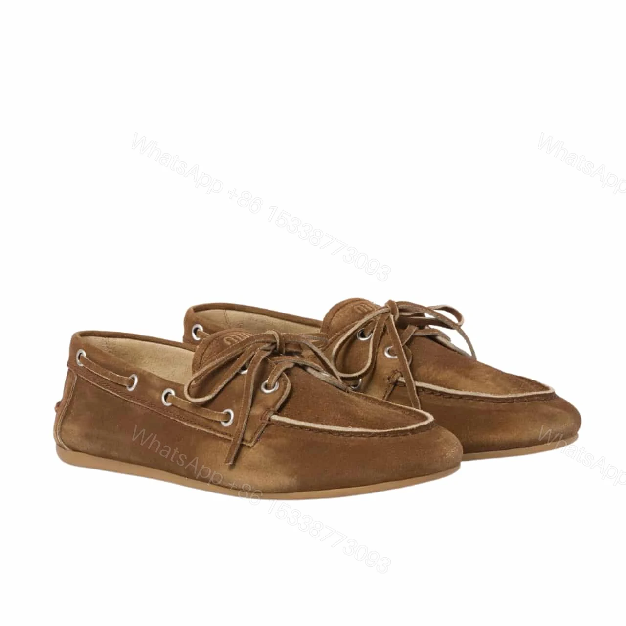 MIUMIU FADED UNLINED SUEDE LOAFERS CINNAMON 5D123E Z5O F0401 F D005 — view 1