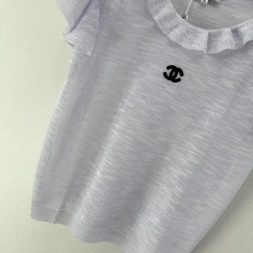 View 6 of Soft Rayon-Cotton Knit Top with Flounce Sleeve Details