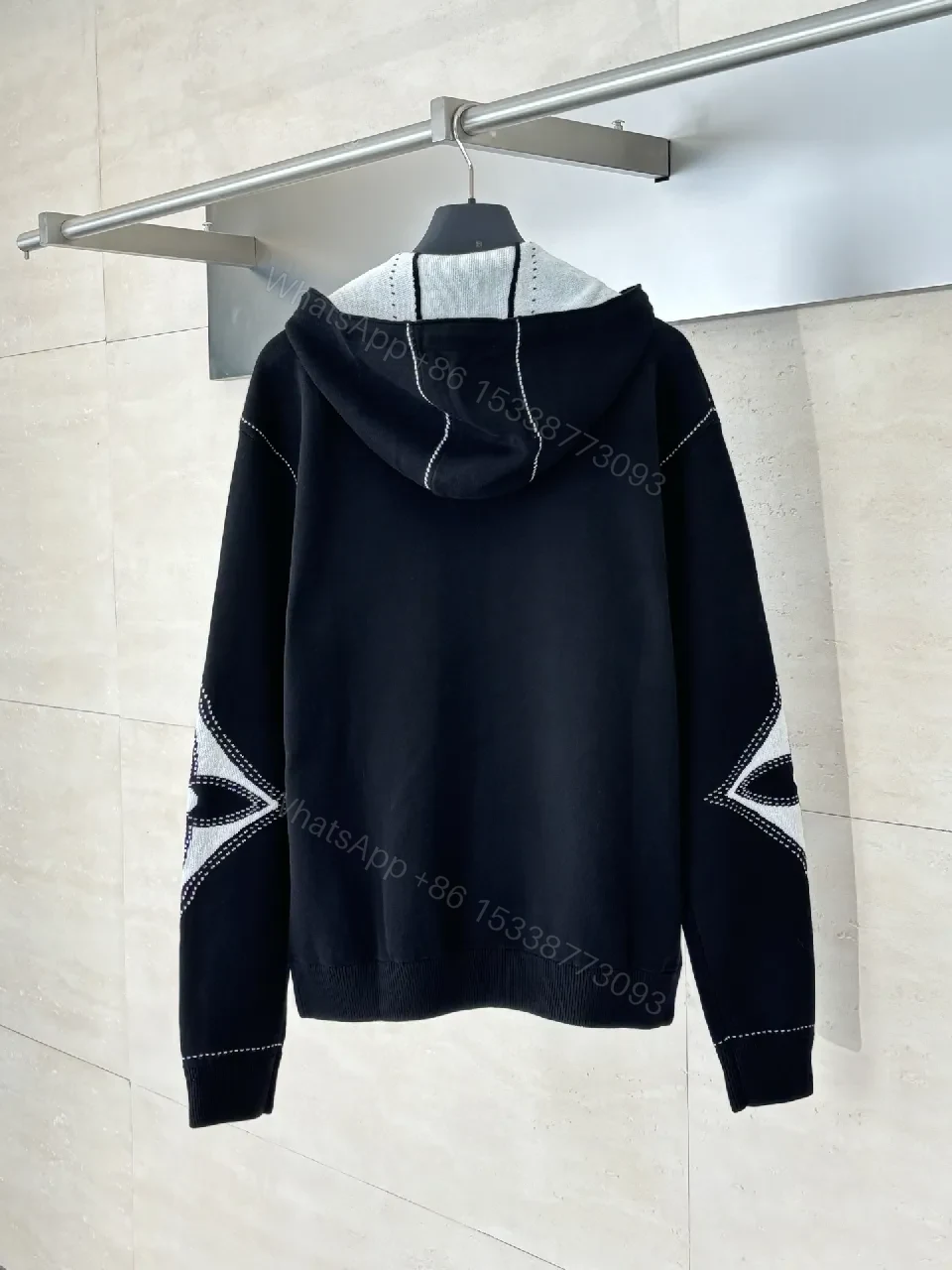 View 3 of Oversized Zip Hoodie: Black Fleece, Gold Zipper, Luxe Monogram