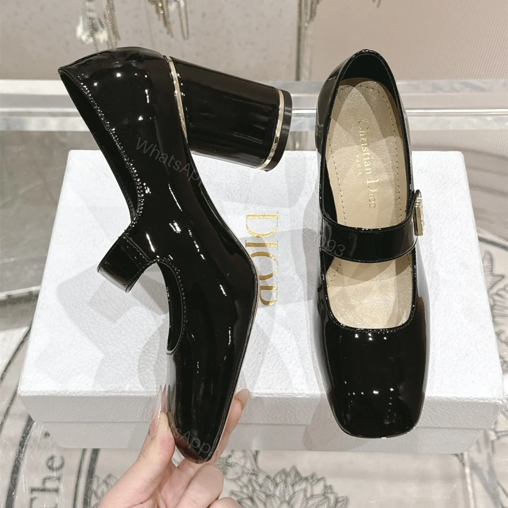View 2 of 高仿Dior*Miss系列KVV320方頭粗跟單鞋8CM黑色漆皮免檢版