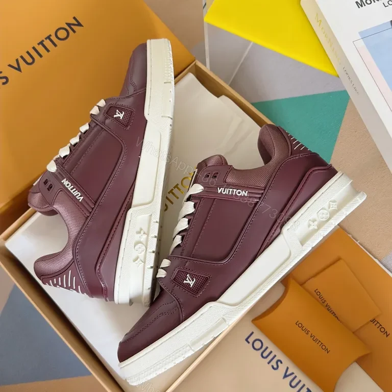 View 6 of Plum Luxe High-Tops: Premium Leather Sneakers with LV-Inspired Detail