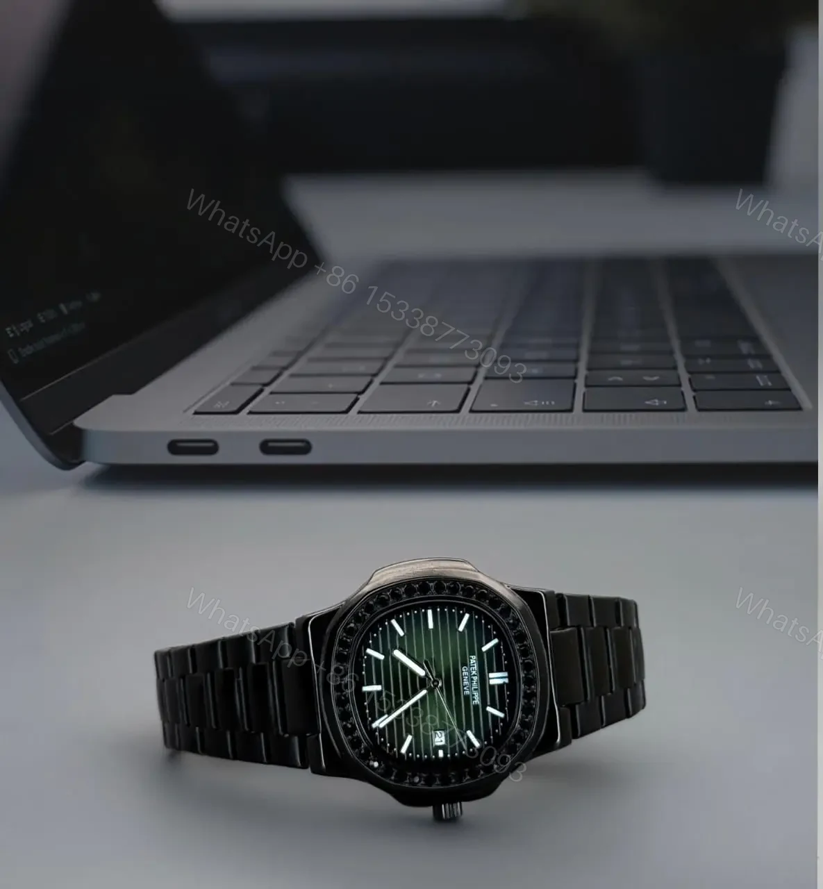 View 3 of Brand-patek philippe Model-Geneve Quality-7a Gender-Men’s Bracelet-Black Dial-Green