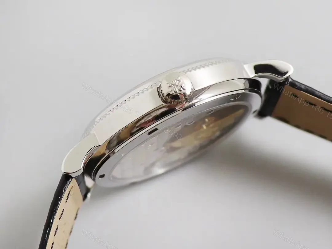 View 5 of Patek Philippe Calatrava 5120G Ultra Thin White Dial Watch with Roman Numerals and Black Leather Strap