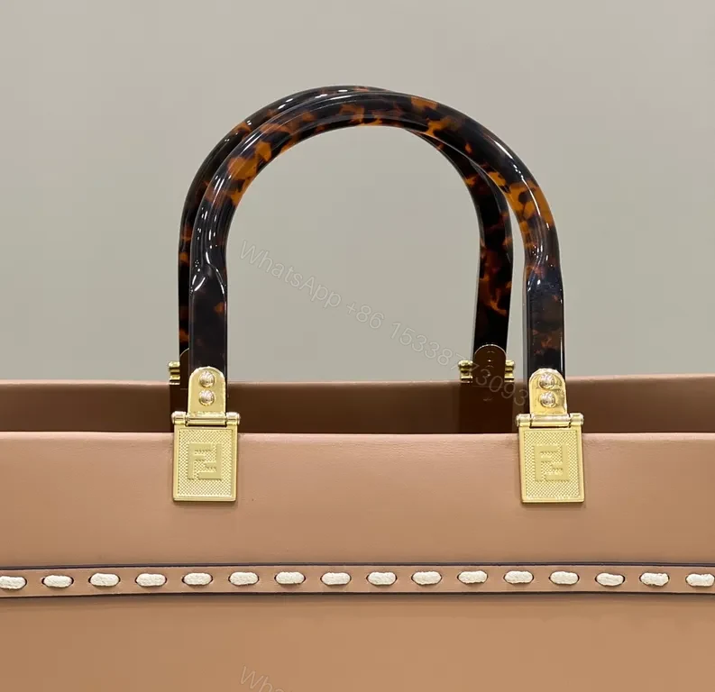 View 9 of Snakeskin-Accent Fendi Structured Leather Tote - Bold Luxury