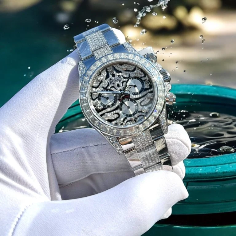 View 3 of Rolex Cosmograph Daytona “Eye Of The Tiger” 40mm Custom Moissanite Diamonds Super Clone