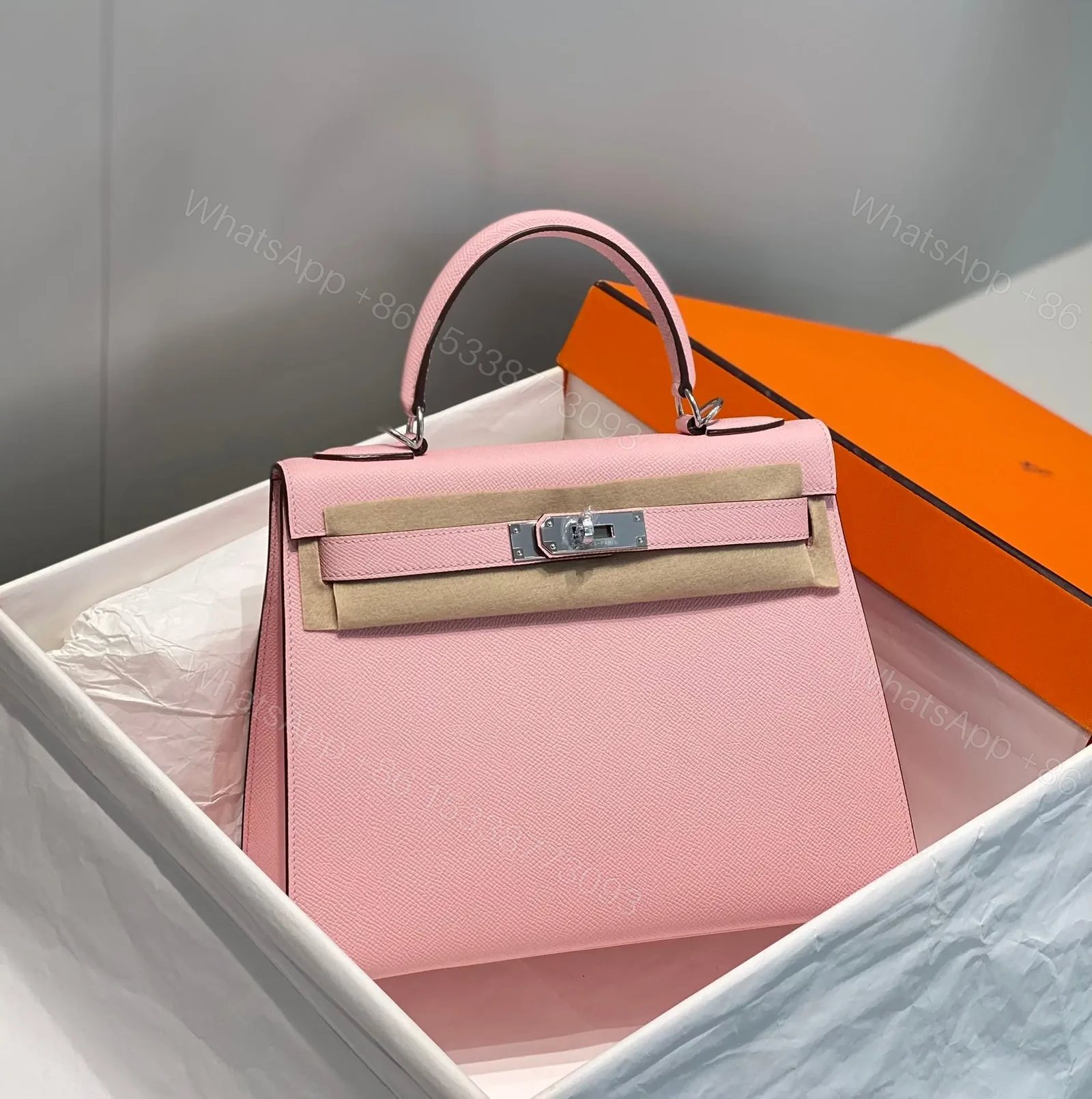 View 2 of HN 28CM IN ROSE SAKURA EPSOM SILVER HARDWARE