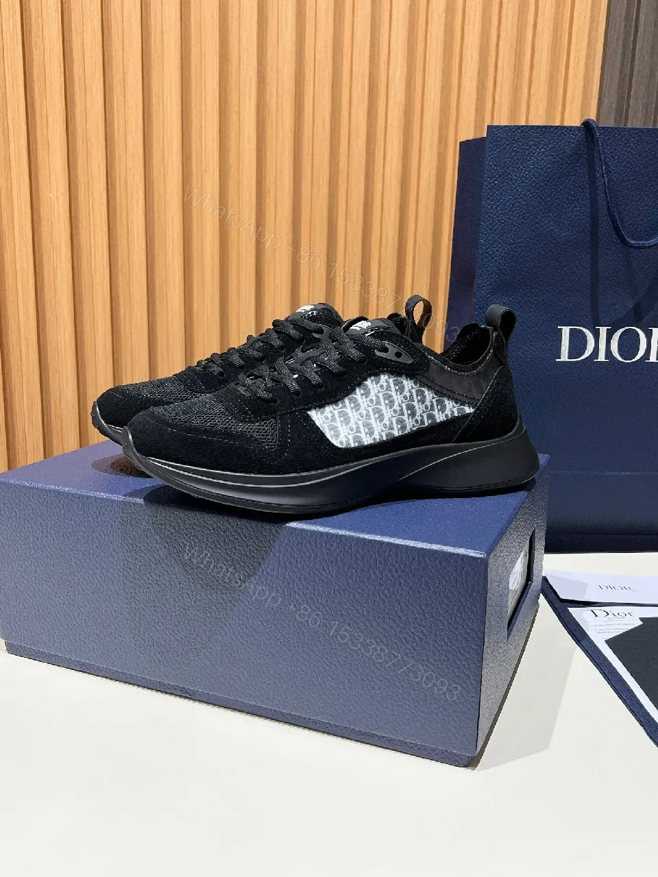 Black Mesh Suede Runner with Monogram Accent Sneaker — view 1
