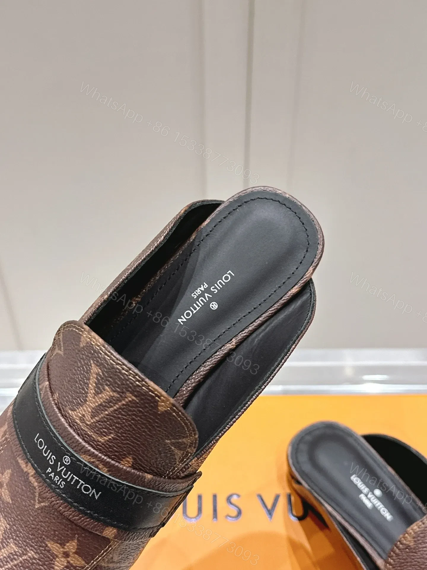 View 2 of LV Women Brown Leather Monogram Mules