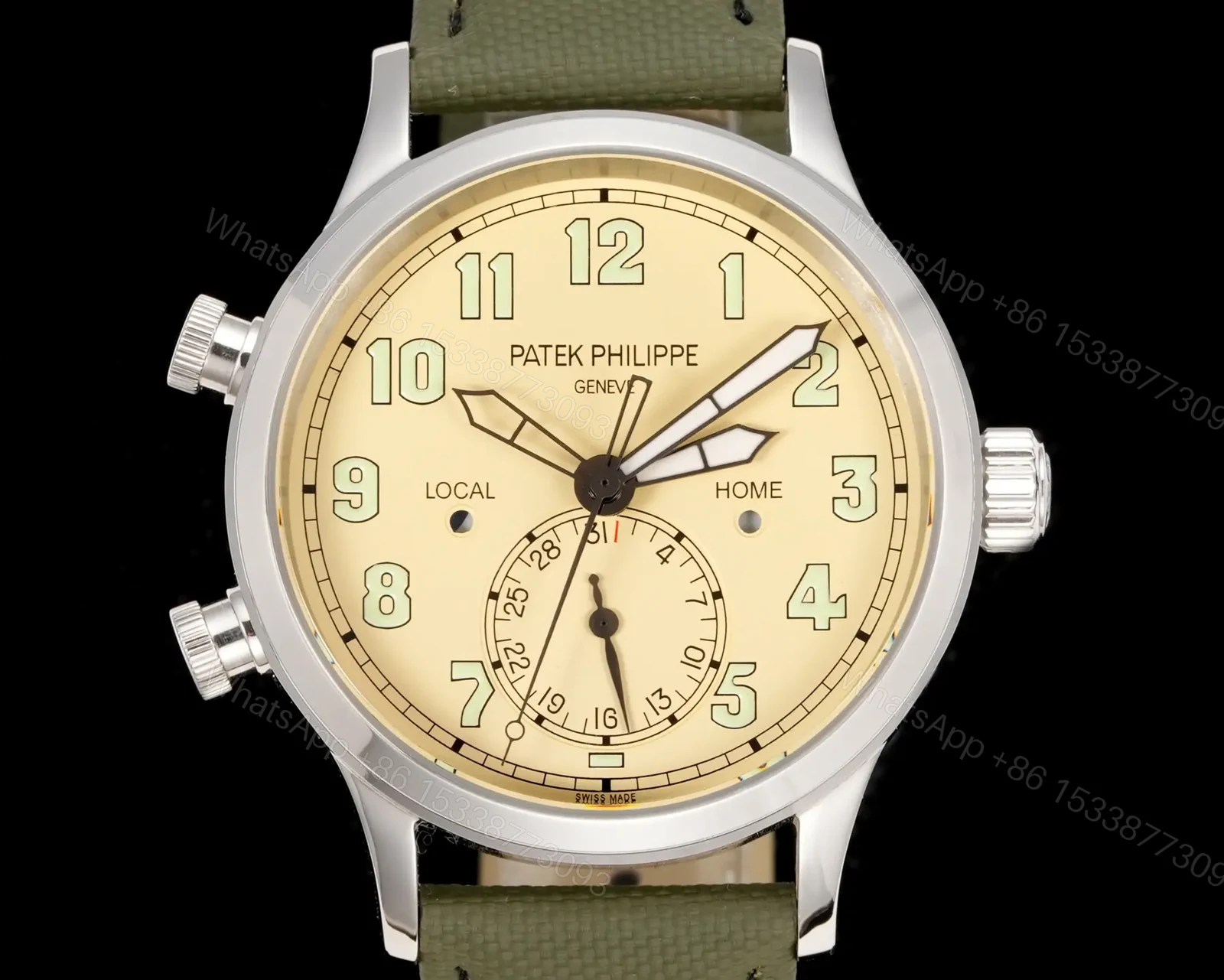 View 4 of Patek Philippe Calatrava Pilot Travel Time Fabric Strap 40mm Premium Edition PATEK-PILOT-TT-FAB-40