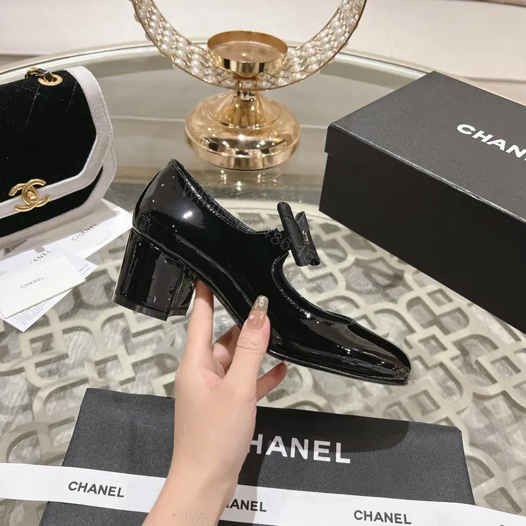 View 5 of Chanel-Inspired Black Patent Bow Loafers â€“ Signature Comfort